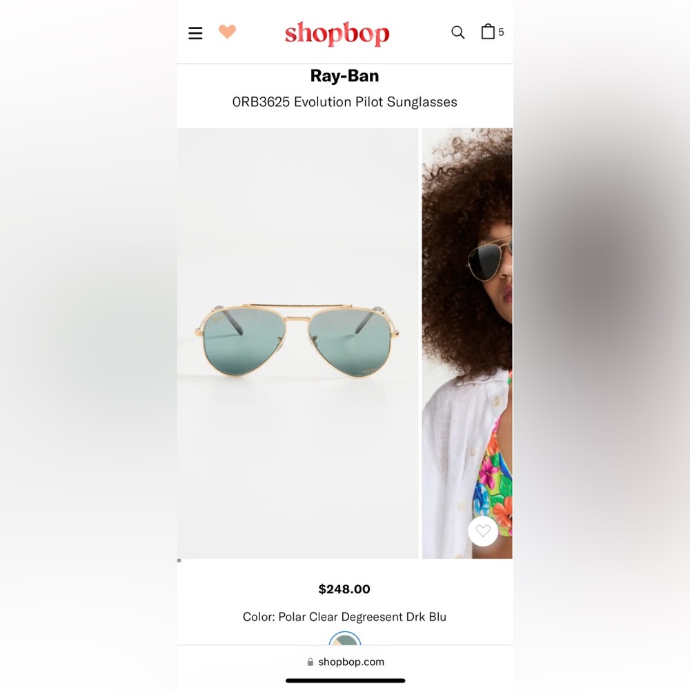 Ray-Ban 0RB3625 Evolution Pilot Sunglasses — Polar Clear Degreesent Dark Blue